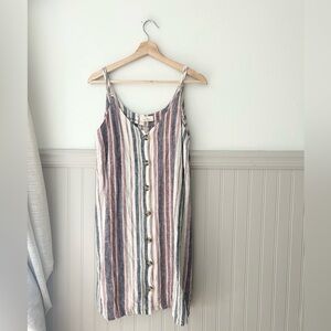 Thread & Supply Small Striped Button Front Midi Dress